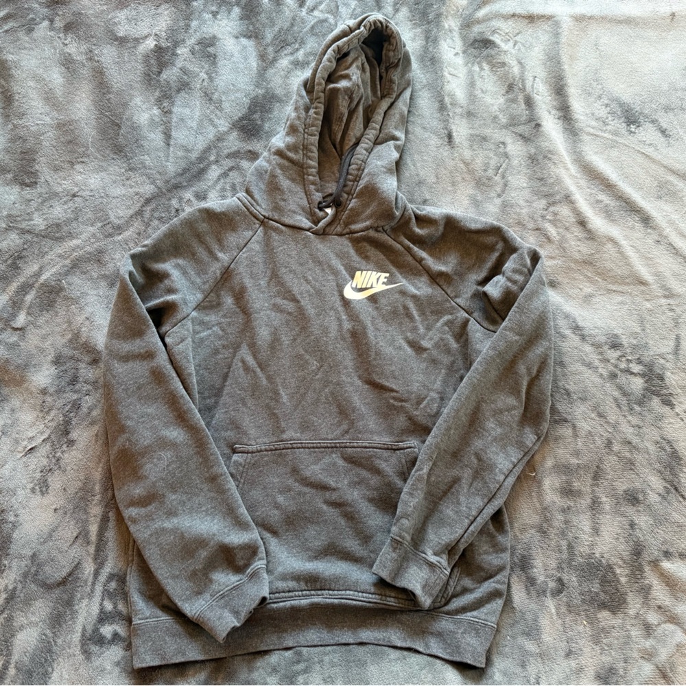 Nike Charcoal Gray Hoodie with White Logo